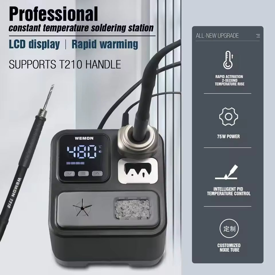 WEMON K21A 75W Smart Soldering Station – Portable T210 Iron for Precision Repair